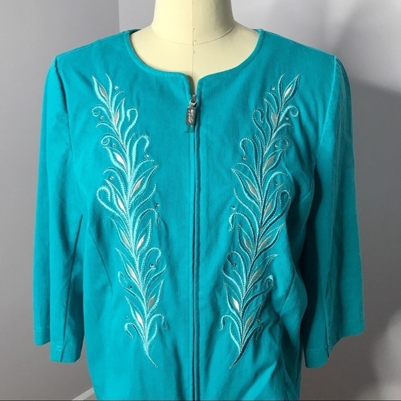 NWT Bob Mackie Smart Denim Zip Jacket- Size Large- NWT - Picture 2 of 6